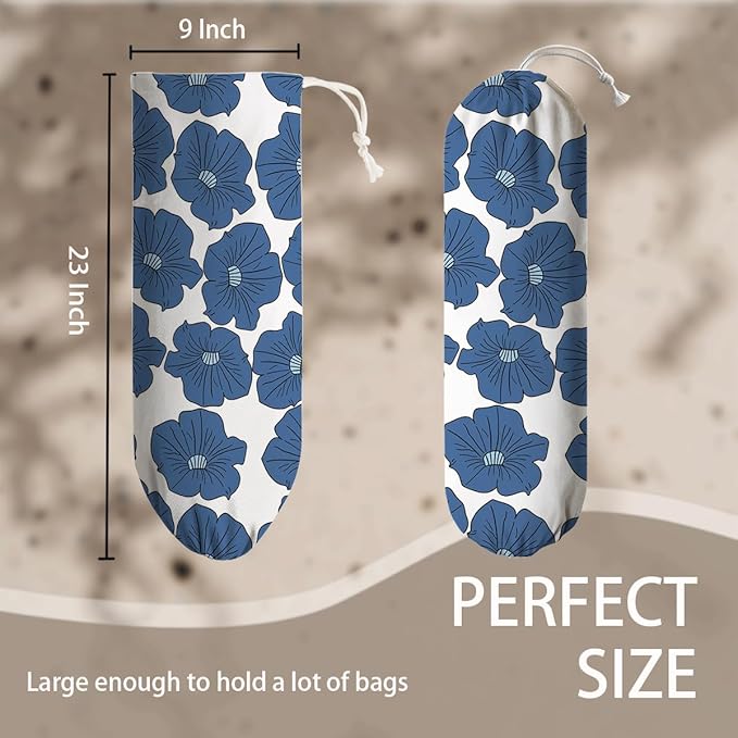 Flower Plastic Bag Holder, Garbage Shopping Trash Bags Carrier Organizer Dispenser, Reusable Grocery Bag Organizer, Wall Mount, Home Kitchen Essentials, Housewarming Gifts