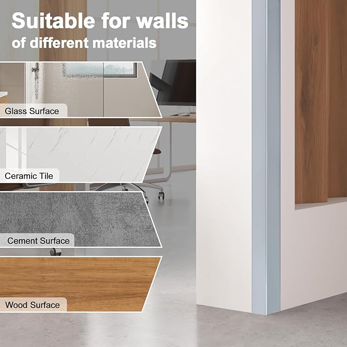 4PCS 45" Aluminum Metal Corner Protectors, Self Adhesive Corner Guards, Metal Wall Edge Protector Strip, Furniture Corner Protectors, Wall Cabinet Baseboard Decoration 45" x 1" (Gray Blue)
