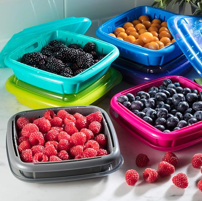 Hutzler 3-in-1 Bitty Box Berry Keeper, Berry Colander & Saver Container, 9oz / 1 Cup Capacity, Turquoise
