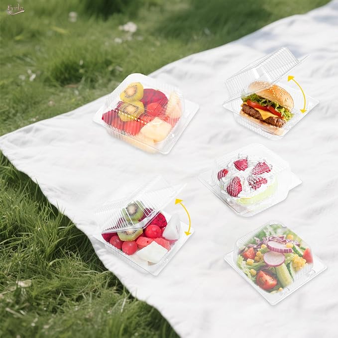 300 Pack Clear Clamshell Food Containers, Disposable Plastic Hinged Clamshell Take Out Container with Lids, To Go Food Containers for Dessert, Hamburger, Cakes Slice, Cookies, Salads, Snacksetc