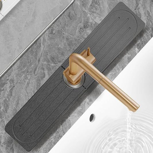 Stone Faucet Mat for Kitchen Sink, Diatomite Fast Drying Absorb Moisture Tray, Prevents Water Buildup, Durable Anti-slip Splash Guard Sink Protector (Dark Gray, 20“x4”)