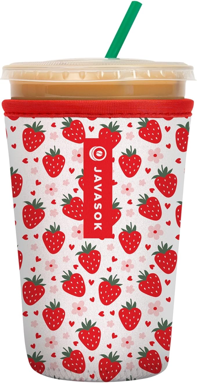 Sok It JavaSok Iced Coffee & Cold Soda Insulated Neoprene Cup Sleeve (Berry Sweet, Medium: 22-28oz)