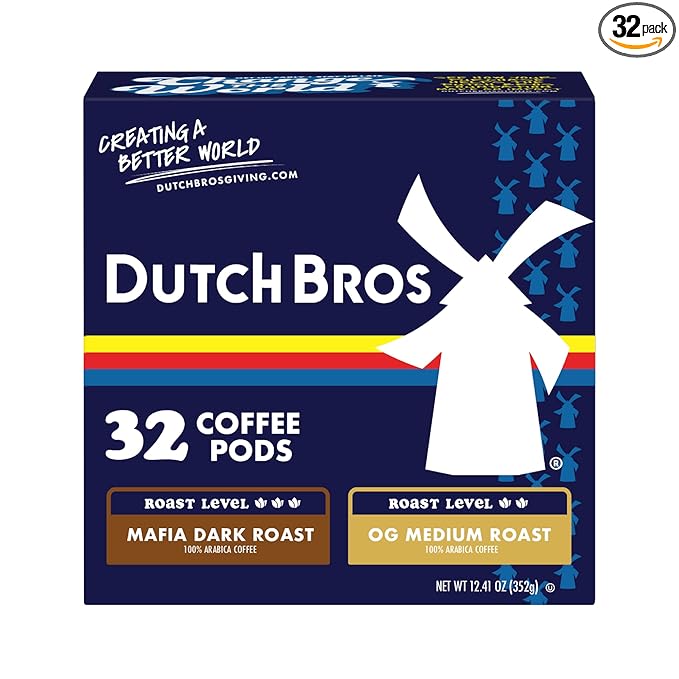 Dutch Bros® Medium and Dark Roast Coffee Variety Pack, 32 Count, Single Serve Coffee Pods for Keurig K-Cup Brewers