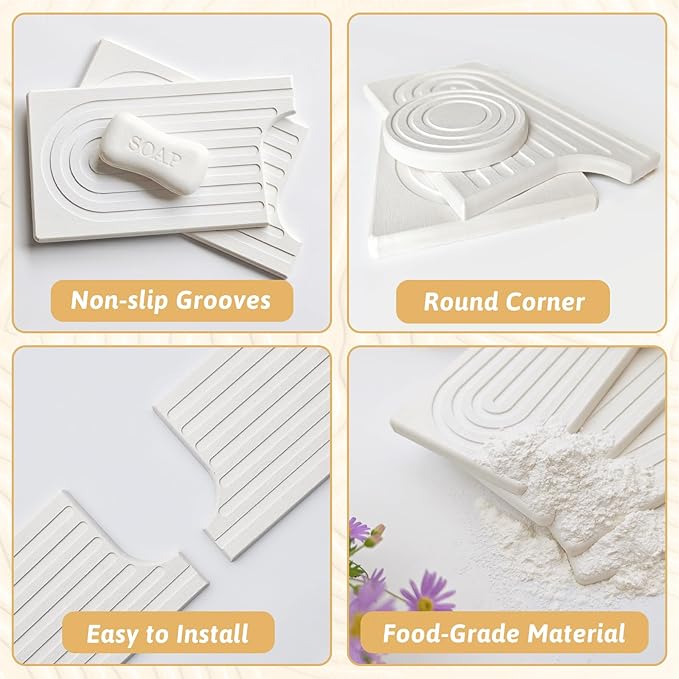16" Faucet Mat for Kitchen Sink, Long Diatomite Fast Drying Stone Sink Tray, Super Absorbent, Prevents Moisture Buildup, Durable Protector for Kitchen Bathroom Counter, Gift for Housewarming, White