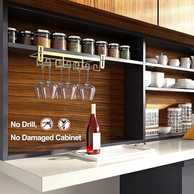 Under Cabinet Wine Glass Rack Gold, Wine Glass Holder Under Shelf, Wine Glass Racks Under Cabinet Wine Glass Hanger, Under Shelf Wine Glasses Holder Under Cabinet, Stemware Rack