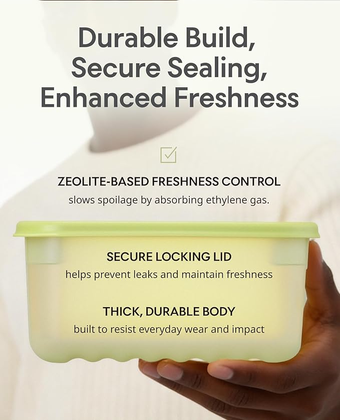 LocknLock Fresh-Block Plastic Food Storage Container | Produce Storage Containers for Fridge | Vegetable & Fruit Storage Containers for Fridge, Airtight Storage, Microwave & Dishwasher Safe 330ml