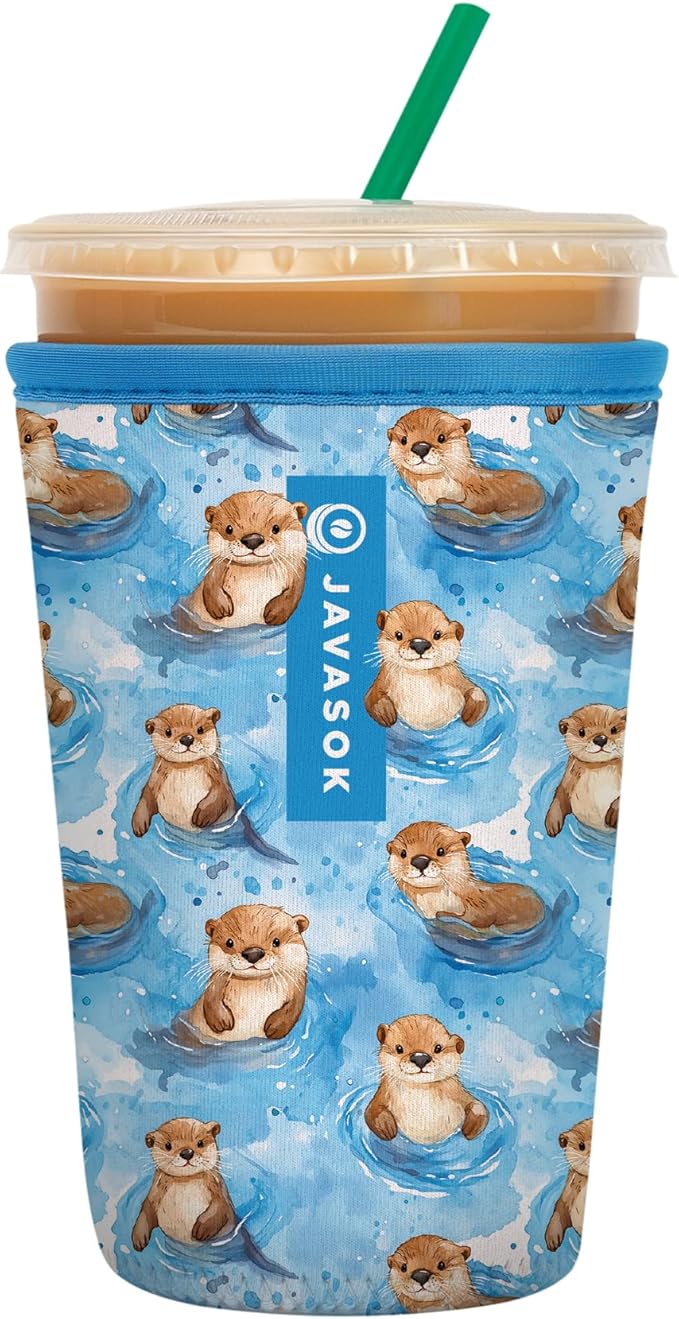 Sok It JavaSok Iced Coffee & Cold Soda Insulated Neoprene Cup Sleeve (Otterly Adorable, Medium: 22-28oz)