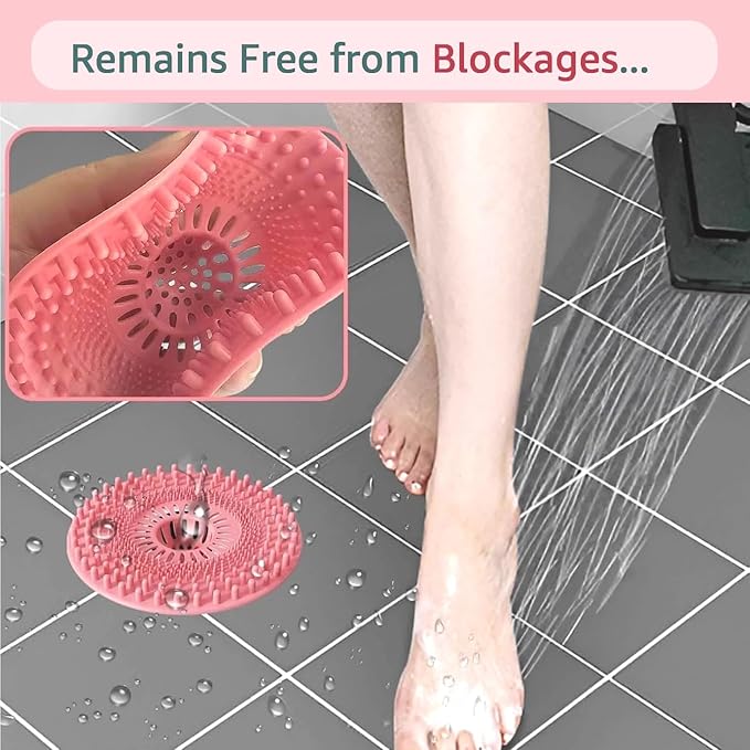 Sink Drain Strainer, Hair Catcher Shower Drain, Bathroom Silicone Bathtub Drain Cover, Bath Tub Kitchen Accessories Trap Collector Remover Protector Stopper Essentials 3 Pack (Patented)
