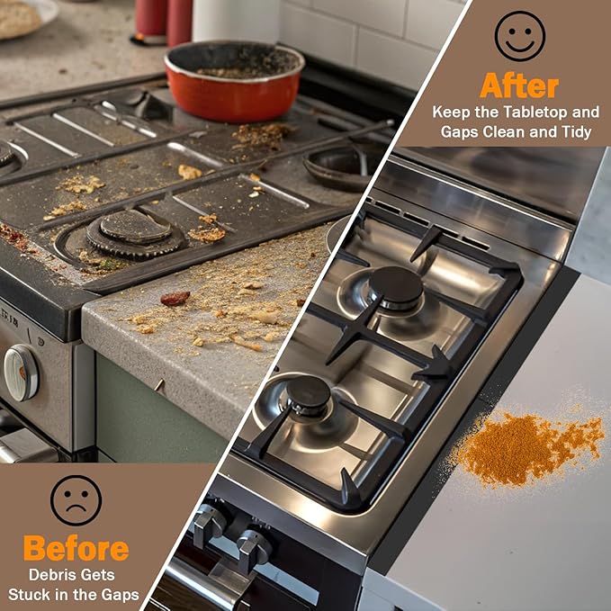 Stove Gap Covers Stainless Steel, 2Pack Retractable Length 13.8" to 27.5" Width 0.79", Heat-Resistant Stove Gap Filler & Range Trim Kit for Gaps Between Stove Top & Counter-Black