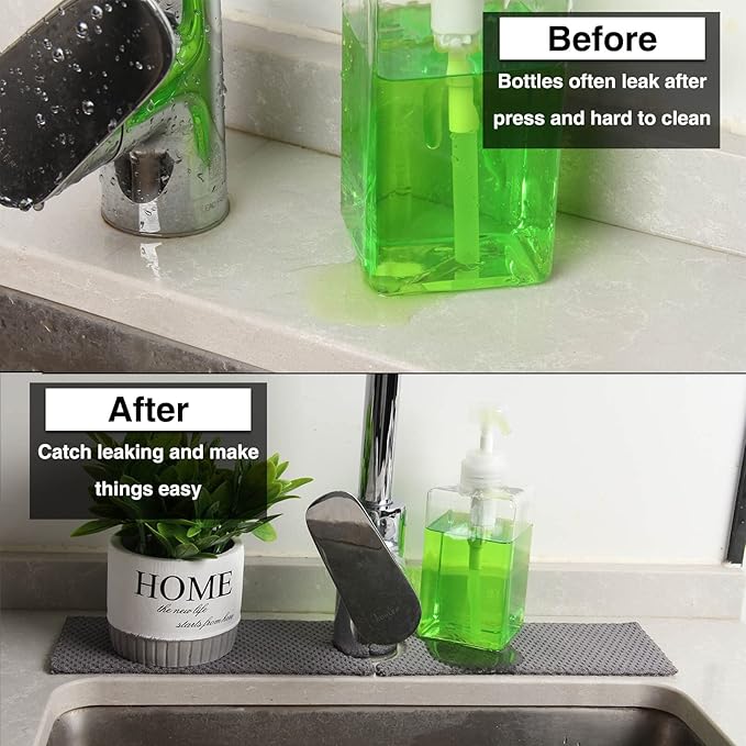 18'' Kitchen Faucet Absorbent Mat, Sink Splash Guard, Microfiber Faucet Handle Drip Catcher, Kitchenguard Tray, Water Drying Pads, Counter Protector for Kitchen, Bathroom, and RV
