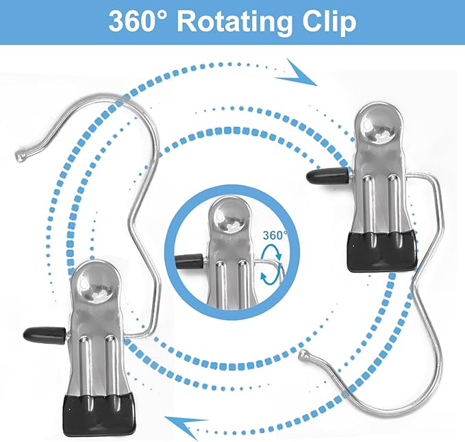Boot Hanger Clips, 12-Pack Laundry Hanging Hooks Clothes Pins for Closet Organizer, Heavy Duty Hanger Clips for Pants, Socks, Towels, Hats, Boots, and Travel, Space-Saving Clothes Clips for Home Use