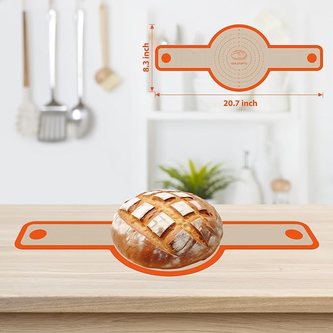 Silicone Baking Mat Set of 5, Nonstick Reusable Pastry Mat, Silicone Bread Sling & Loaf Pan Liners for Bread, Macaron Baking Mat for Cookie, Macarons