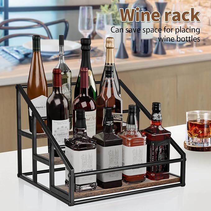 YQBRAO Coffee Syrup Rack Organizer, 3-Tier 12 Bottles Syrup Rack for Coffee Bar,Syrup Stand for Kitchen Coffee Station,Syrup Holder,Liquor Bottle Display Shelf