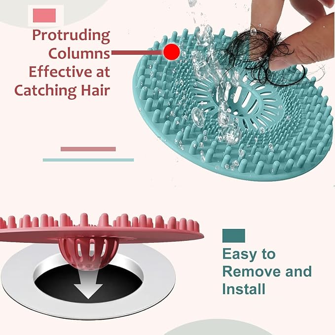 Sink Drain Strainer, Hair Catcher Shower Drain, Bathroom Silicone Bathtub Drain Cover, Bath Tub Kitchen Accessories Trap Collector Remover Protector Stopper Essentials 3 Pack (Patented)