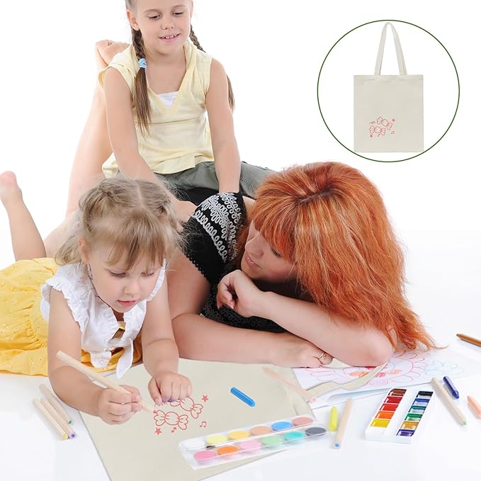 HECTOLIFE 6 I 12 I 24 I 48 Pack Canvas Tote Bags,Reusable Blank Canvas for Shopping Bags,Grocery Bags,DIY Gift Bags