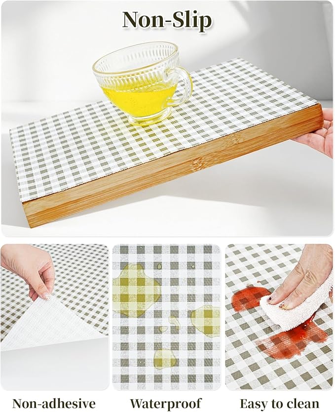 Shelf Liners for Kitchen Cabinets Non-Adhesive, Non-Slip Thickened Shelf Paper Waterproof Washable for Drawer Dresser Pantry Shelve Bathroom Protector Liner
