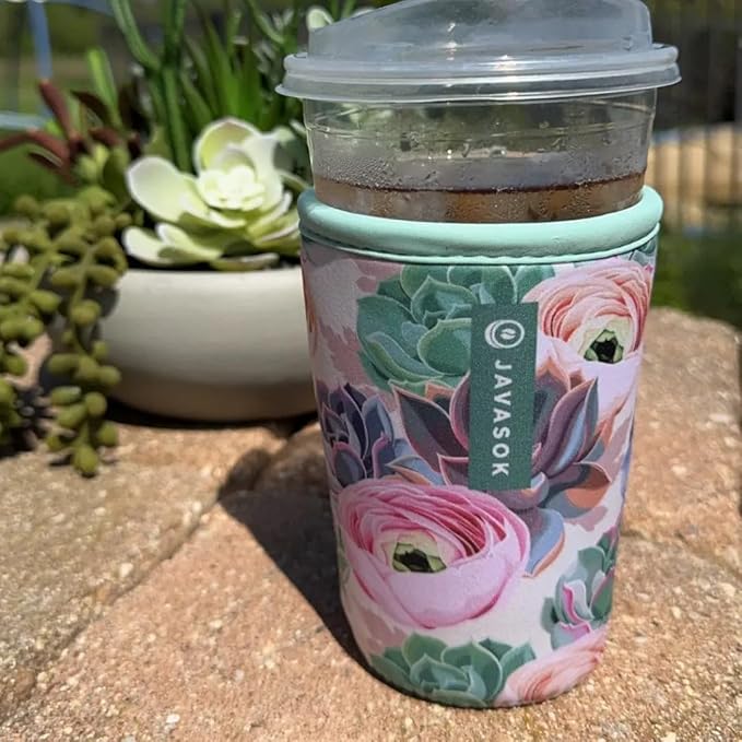 Sok It JavaSok Iced Coffee & Cold Soda Insulated Neoprene Cup Sleeve (Pastel Splendor, Medium: 22-28oz)