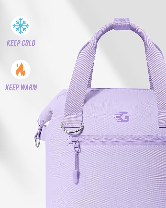 GLORIEROO Pastel Lunch Box Women | Insulated Soft Waterproof Leakproof Lunch Bag Cooler | Adjustable Strap | BPA-Free
