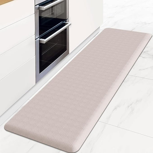 HappyTrends Kitchen Runner Rugs Anti-Fatigue mats - 4/5 Inch Thick Non Slip Waterproof Ergonomic Comfort Mat for Kitchen, Floor Home, Office, Sink, Laundry (17.3"x 60",Khaki)