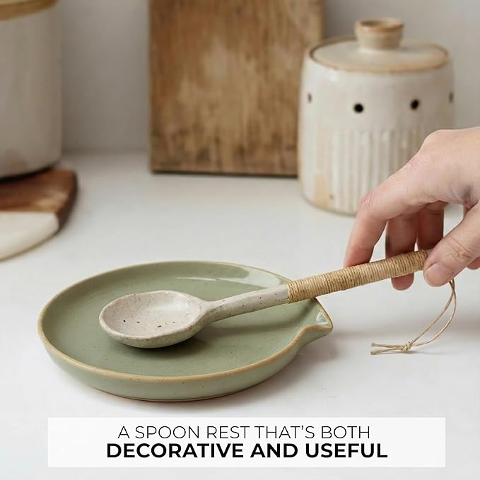 Beautiful Ceramic Spoon Rest for Stove Top - Perfectly Sized Spoon Holder for Your Kitchen Countertop - Easy to Clean and Dishwasher Safe, Perfect Addition to Any Kitchen Counter for Everyday Cooking