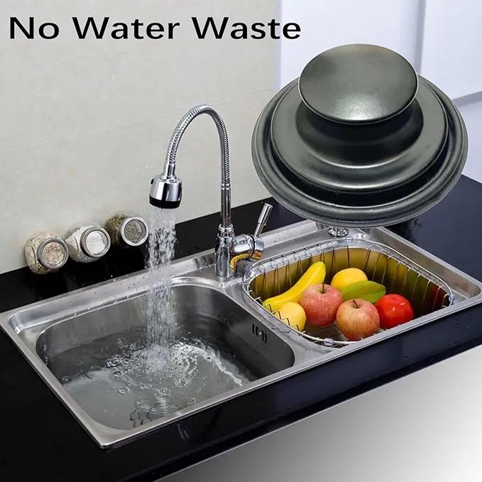 3.35 Inch Kitchen Sink Stopper for Garbage Disposal Stopper, Stainless Garbage Disposal Plug Fits 3 1/2 Inch Standard Kitchen Drain, for Insinkerator, Kitchenaid, Kohler, Waste King(Frosted Black)
