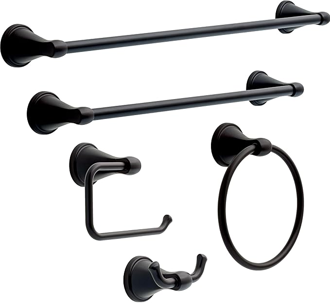 Delta Faucet Becker (1-Pack) Hand Towel Holder, Matte Black, Ring for Bathroom or Kitchen Sink, Wall Mounted BCK46-MB