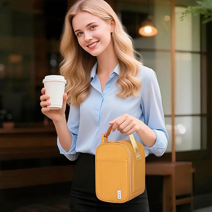 NOL Natural Organic Lifestyle Insulated Lunch Bag for Adult - Snack Bag Lunch Cooler Bag Soft Lunch Tote Bag for Work, Earth-yellow