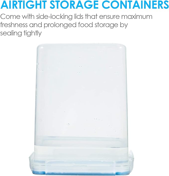 Vtopmart Large Food Storage Containers 5.2L / 175oz, 4 Pieces BPA Free Plastic Airtight Canisters for Flour, Sugar, Baking Supplies, Rice with Lids, 4 Measuring Cups and 24 Labels, Blue (Pack of 2)