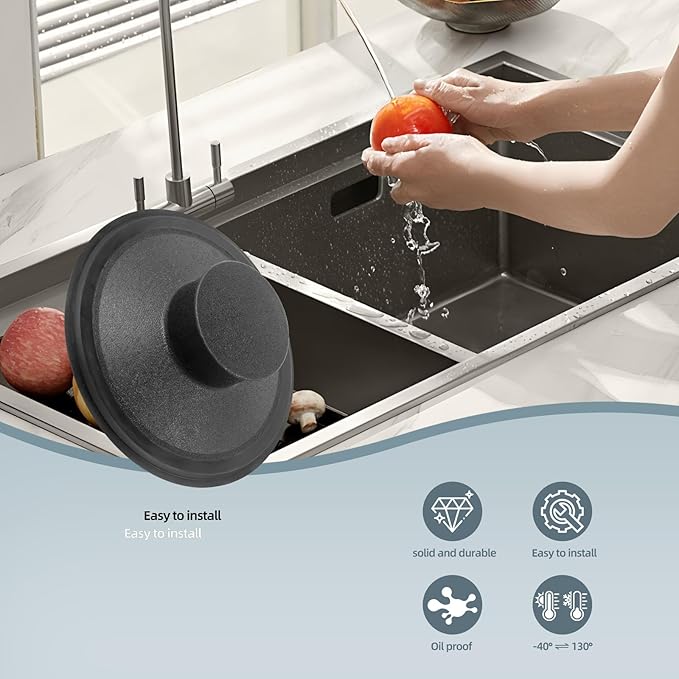 1 Pcs Black Plastic Sink Plug Drain Stopper 3 Inch Kitchen Sink Stopper Garbage Disposal Cover for Whirlaway, Waste King, Sinkmaster and GE Models