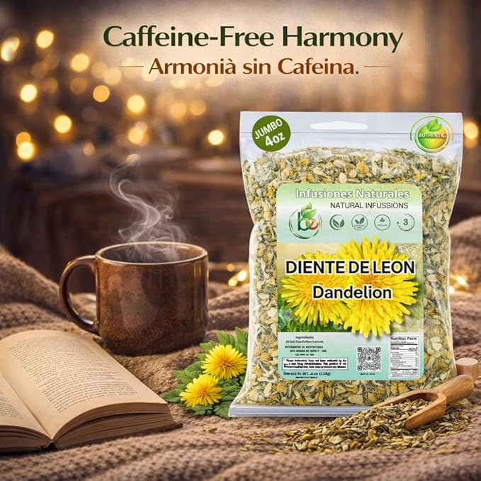 Diente de León Herbal Tea – Dandelion Loose Leaf – 4 oz (113 g) – 100% Natural, Vegan, Non-GMO, Caffeine-Free – Traditional Herbal Infusion – by BexpertsUSA