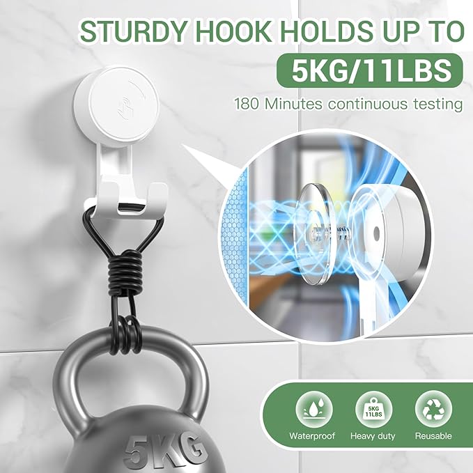 LUXEAR Suction Hooks Powerful Vacuum Suction Cup Hooks-2PACK Razor 2pack Single White