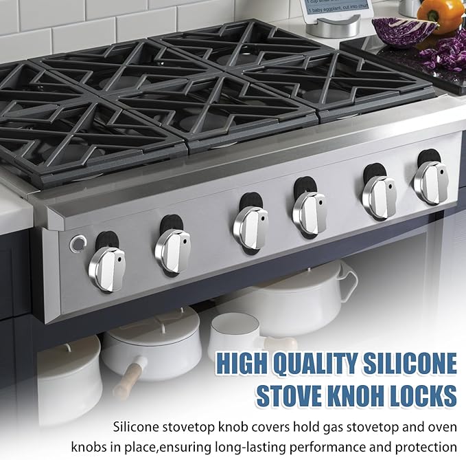 Silicone Stove Knob Safety Locks - Child Proof Oven Knob Locks (6 Pack)]