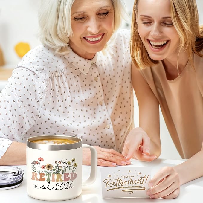 Lifecapido Retirement Gift for Woman, Retirement Gifts for Women 2026, 14oz Insulated Coffee Mug with Bookmark, Retired Birthday Gifts for Women Mom Grandma Teacher Nurse Coworkers