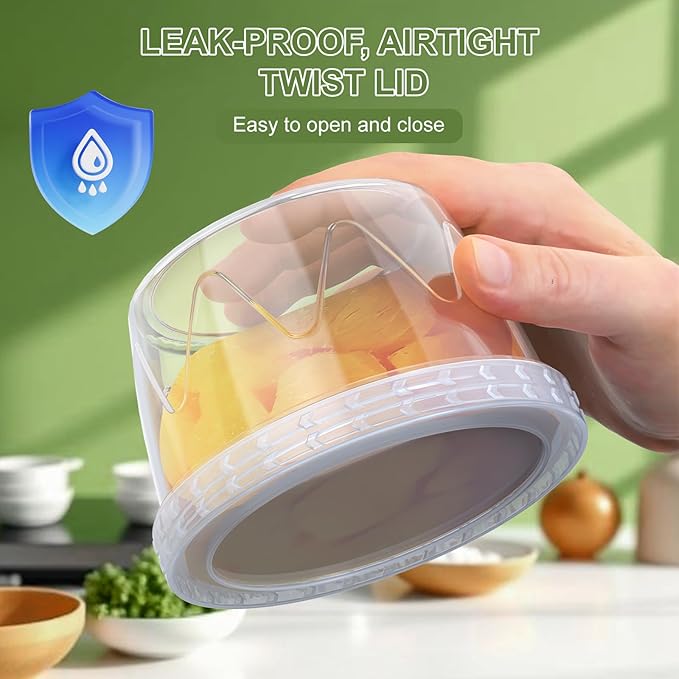 12 Pack-17oz Reusable Freezer Storage Containers, [STURDIER and MORE DURABLE] Airtight Plastic Food Storage Containers with Twist Top Lids, |BPA Free| Stackable | Leakproof| Microwave/Dishwasher Safe