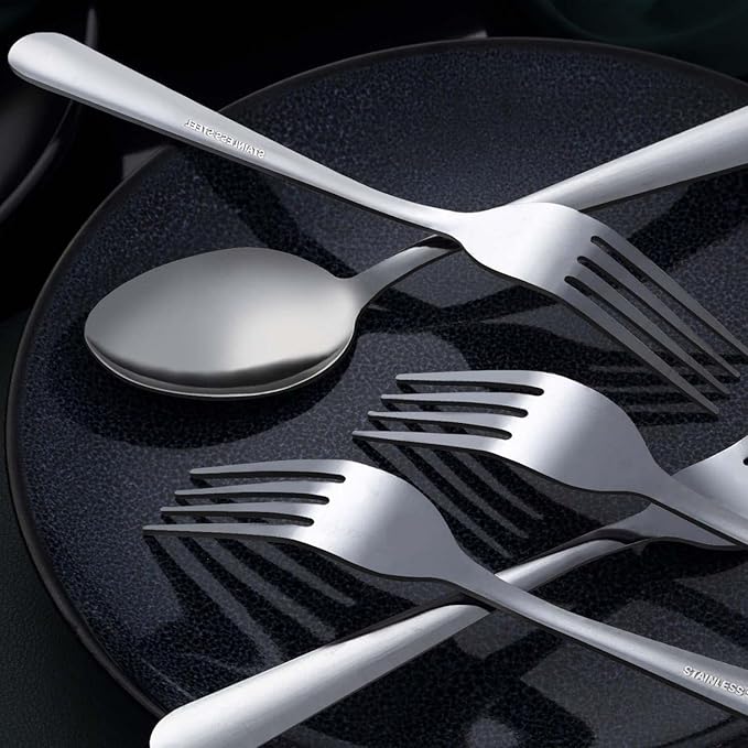 Unokit 24-Piece Tea Spoons Set Silverware - 6.7 inch Stainless Steel Spoon, Dessert, Table, Silverware Spoons Only for Home, Kitchen or Restaurant - Mirror Polished, Dishwasher Safe