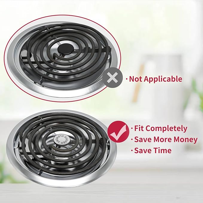MP22YA Electric Stove Burner Element Replacement Set & W10290350 W10290353 4 Pack Black Drip Pans - Perfectly Fit Whirlpool Electric Range Stove Top
