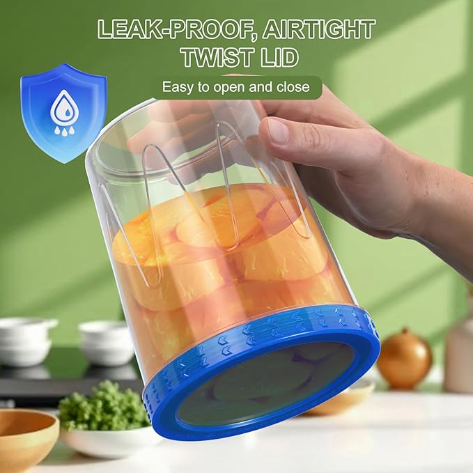6 Pack-34oz Reusable Freezer Storage Containers, [STURDIER and MORE DURABLE] Airtight Plastic Food Storage Containers with Twist Top Lids, |BPA Free| Stackable | Leakproof| Microwave/Dishwasher Safe