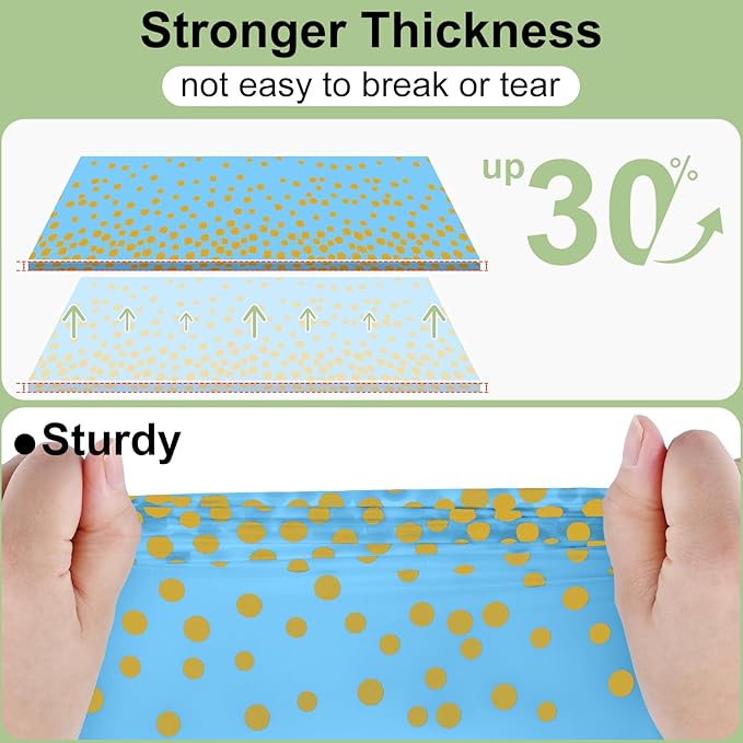 misaya 4 Packs Dot Disposable Table Cloth, 54 x 108 Inch Waterproof Plastic Tablecloth, Rectangle Gold Dots in Light Blue Table Covers for Picnic, Birthday, Party