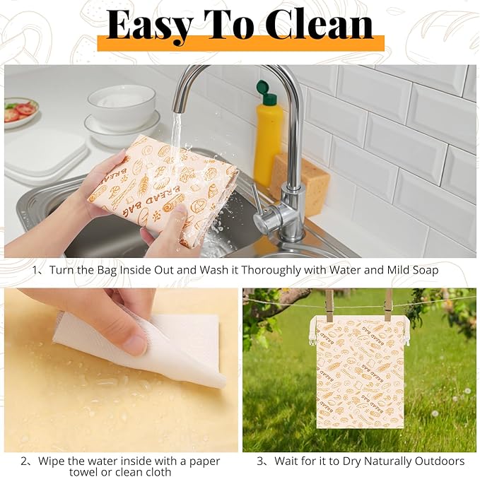 Homelove 2 Pack Beeswax Bread Bags for Sourdough Homemade Bread - Reusable Organic Linen Bag Cotton Lining Sourdough Natural Beeswax Bread Storage Bag, Keep Fresh and Upgraded XLarge Capacity Portable