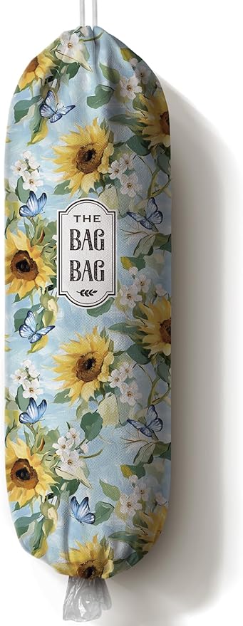 Sunflower Grocery Bag Holder,Plastic Bag Organizer Storage,Sunflower Kitchen Decor 23" x 9"