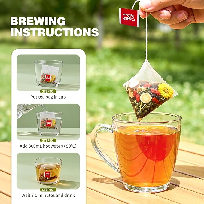 Dandelion Herbal Tea, Liver Detox Tea, Dandelion Tea, Liver Kidney Cleanse & Detox with Dandelion, Goji Berry, Burdock Root, Green Tea and Extra Herbal Ingredients, Kidney Tea, Chrysanthemum Tea, Dandelion Root Tea, Burdock Root Tea (30 Tea Bags(1 Pac...