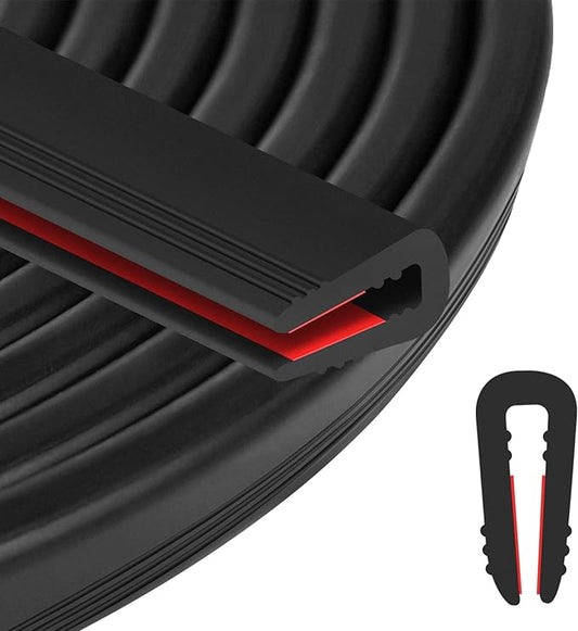 ToLanbbt Rubber Edge Trim U Channel - 1/8" Self Adhesive Sheet Metal Edge Guard Protector, EPDM Seal Strip for Car Doors, Steel Plates, Glass, Hatches, Table Corners, Fit 1/8"(3.2mm), 10Ft, Black
