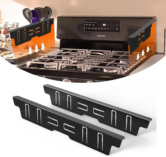 Stainless Steel Stove Gap Covers - Oven Gap Filler Kit 25.4" Between Stove & Counter Top - Heat Resistant Slide-in Range Trim Guard for Seamless Kitchen Accessories Easy Clean