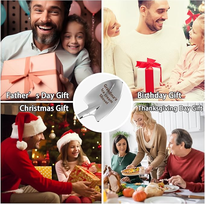 Gifts for Grandma mom Women Ice Cream Spoon Scoop for Ice Cream Lovers, MOM Mother Gifts for mom Women Funny Engraved Stainless Steel Spoon Shovel.