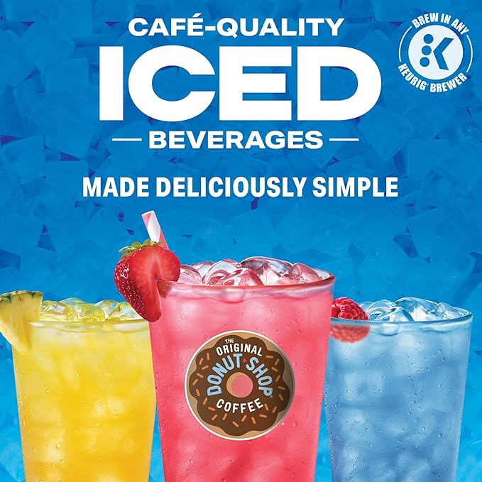 The Original Donut Shop Iced Refreshers, Strawberry Açaí Flavor, Keurig Single Serve K-Cup Pods, 60 Count (6 Packs of 10)