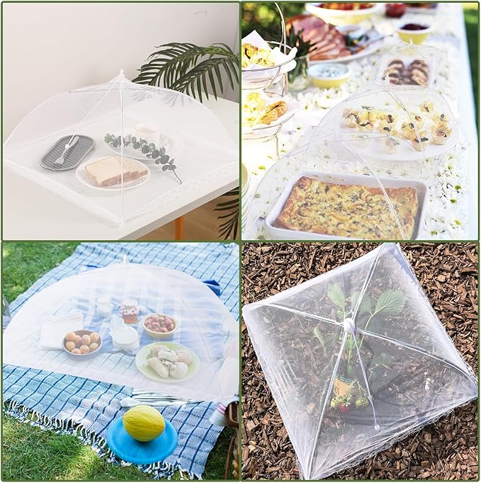 6 Pack Food Covers for Outdoors Include 1 Extra Large (40"X 24") & 5 Standard (17"X 17") Food Tents Mesh Food Covers for Outside