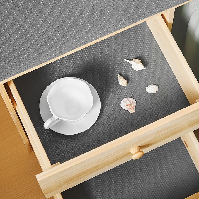 100% EVA Shelf Liner for Kitchen Cabinet, 24" x 360" Drawer Liners Non Adhesive Non Slip Waterproof Plastic Paper, Dresser Pantry Bathroom Refrigerator Protector, Grey
