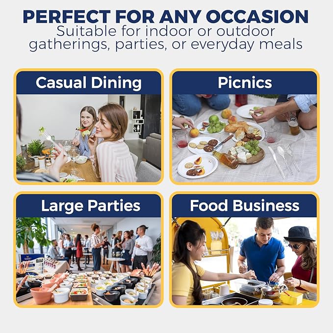 Extra Heavy Duty Plastic Silverware Set – Heat Resistant & BPA Free Disposable Silverware Cutlery Include Forks, Spoons Premium Plastic Utensils for Parties & Events (Clear, 240 Forks-180 Spoons)