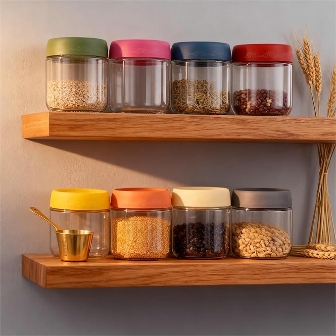 10oz 8Pack Glass Overnight Oats Jars Containers with Airtight Leakproof Lids, Reusable Mason Jars for Meal Prep, Yogurt Parfaits, Smoothies, Salads & Healthy Breakfasts(10oz-8Pack)