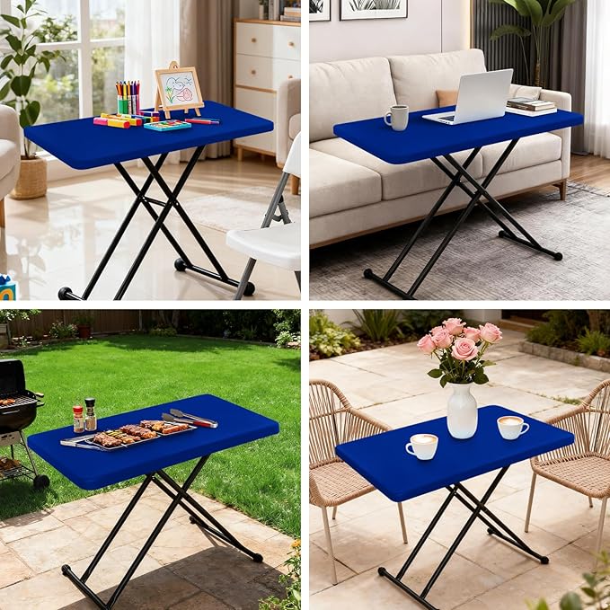Fitted Rectangle Tablecloth 20 x 30 Inch Elastic Table Cloth for 2.5ft Table, Stretch Spandex Table Cover Royal Blue Washable Polyester Table Top Cap Cover for Dining Picnic Camping Indoor and Outdoor